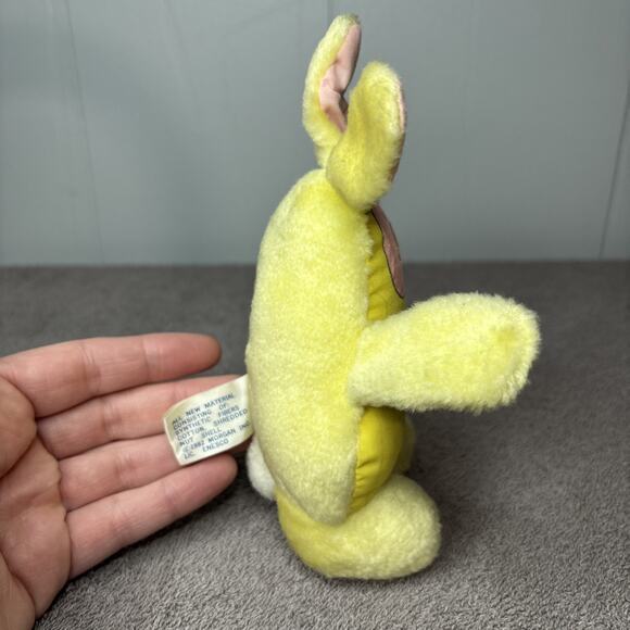 Vintage 1982 80s Enesco Easter Bunny Yellow Easter Beanie Plush - Picture 3 of 9
